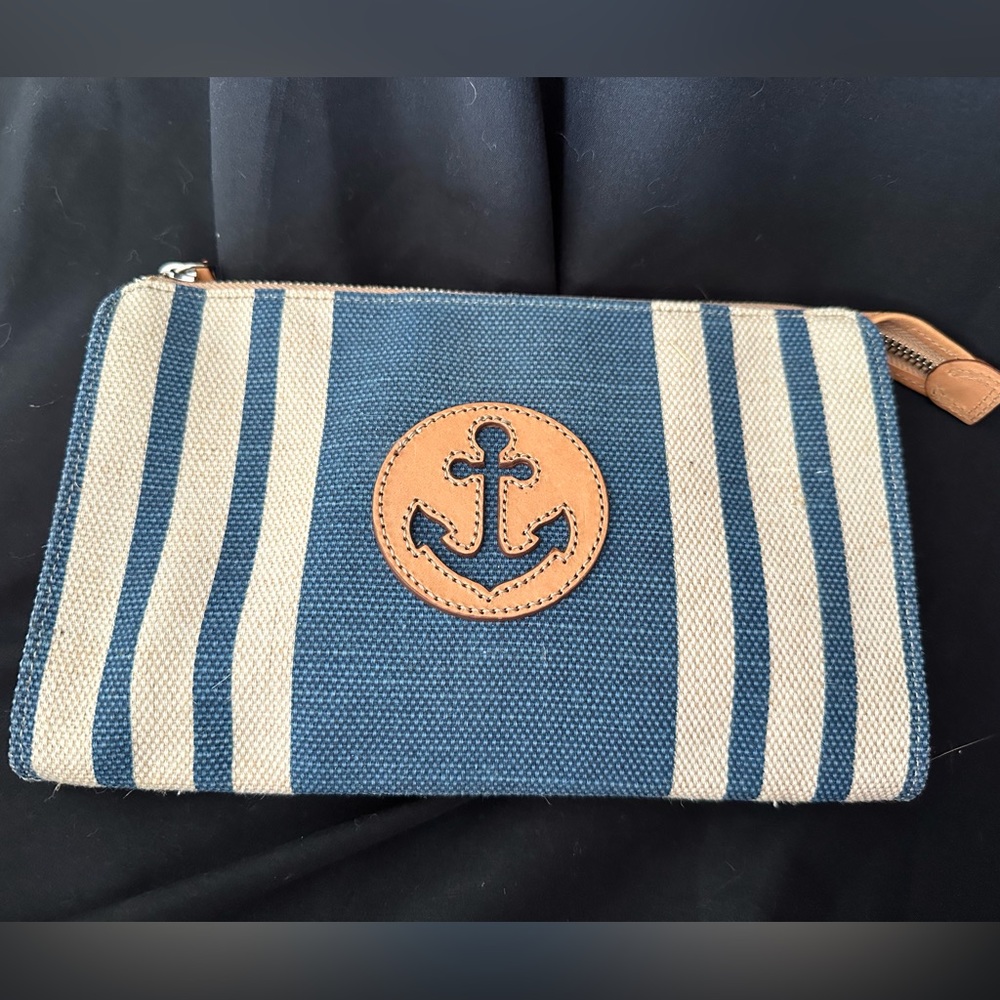 Brighton Canvas /Leather Nautical CoastlineCrossbody Bag Clutch Purse